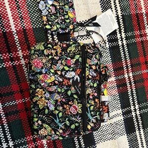 Vera Bradley Floral Crossbody Bag - Black and Multicolor FREE WALLET